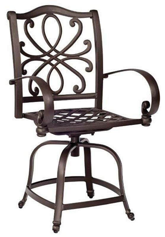 aluminum swivel bar stool in aztec bronze color